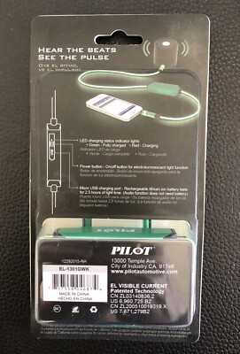 Pilot Electronics EL-1301BWK Auxiliary Music Sync Audio Cable, 3.5mm, Green