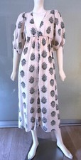 Zimmermann Maxi Dress Cream White Green Floral Linen Midi Dress White Lin XS 34