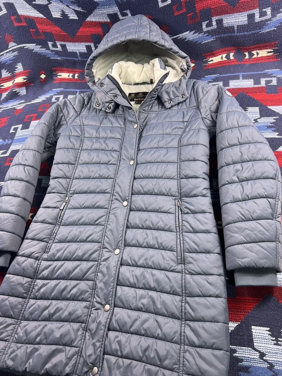 Barbour International Gaiter Women's Hooded Quilted Puffer Jacket Parka Coat M 6 image 6