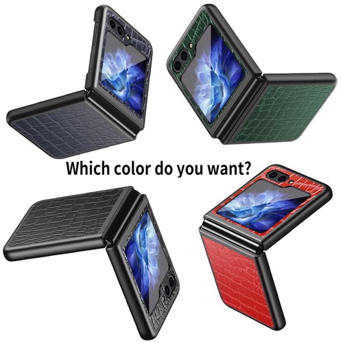 Fr Samsung Galaxy Z Flip6/Flip5/Flip4/Flip3 Crocodile Grain PU Leather Slim Case - Photo 2 sur 10