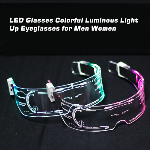 Luminous LED Glasses Punk Goggles Cyber Future Party Light Neon Glow Colorful - 第 10/14 張圖片