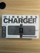 Tech2 3 in 1 Wireless Charging Pad with Adapter Qi-Enabled For Apple or Android.
