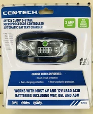 CEN-TECH 6v/12v 2 Amp 3-Stage Microprocessor Controlled Automatic Battery Charge
