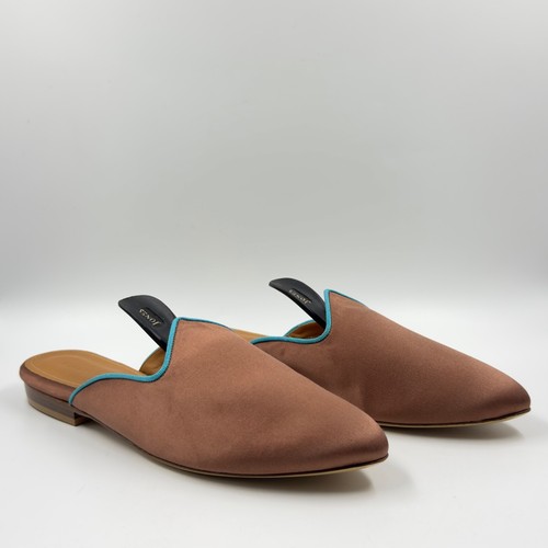 Sloane Attitude flache braune Damen-Satinpantoletten UK-Größe 6 - Bild 2 von 12