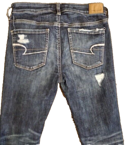 American Eagle Outfitters Hi-Rise Jeggings Distressed Denim Blue Jeans Size 4 - Picture 6 of 10