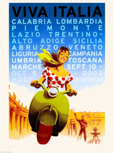 93945 Italia Girl on Vespa Italy Italian Europe Wall Print Poster UK - Picture 1 of 13