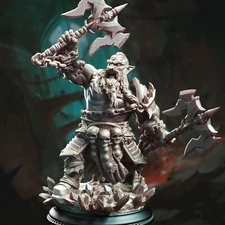 DM Stash Miniatures Dark Dwarf Male Berserker Barbarian Fighter Warrior DnD D&D