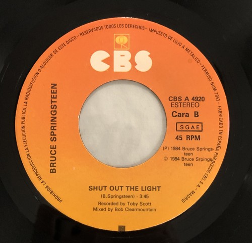Bruce Springsteen Born In The U.S.A b/w Shut Out The Light (Vinyl 7” Spain 1985) - Picture 4 of 4