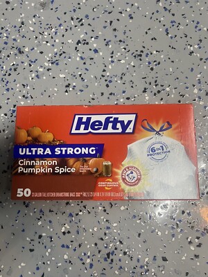 Hefty Ultra Strong Cinnamon Pumpkin Spice Tall Kitchen Trash Bags 13 Gallon x 50
