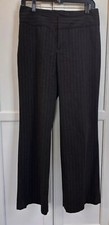 Banana Republic Wool Wide Leg Pants Size 4 Dark Grey Striped Straight Old Money