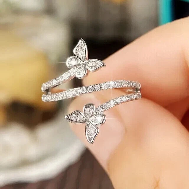 Diamond butterfly engagement sale ring