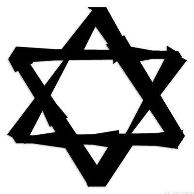Star Of David Brush Stroke - Decal Sticker - Multiple Colors & Sizes - ebn6756