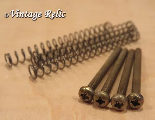 AGED pickup mounting SCREWS (4) nickel PHILLIPS fit Gibson 1960s 70s humbucker