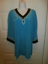 NEW NWT Bob Mackie WEARABLE ART TOP XSMALL SILK TUNIC BLOUSE STUDS METALLIC