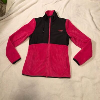 Fila sport fleece jacket, two tone color, pink and gray, women size XS