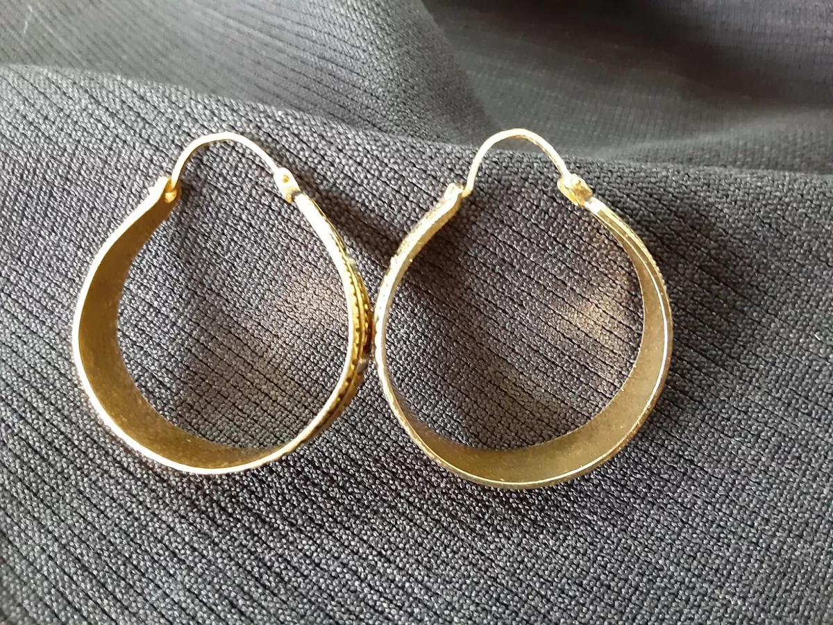 Vintage Spanish Damascene Hoop Earrings Beautiful 24K inlay eBay