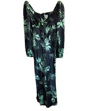 ASOS Sweetheart Tropical Print Satin Maxi Dress Tie Front Size 4