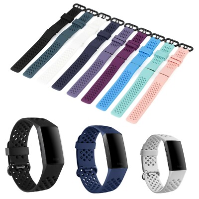 Ersatz Armband für Fitbit Charge 3 & 4 Fitness Sport Tracker Smartwatch Silikon 