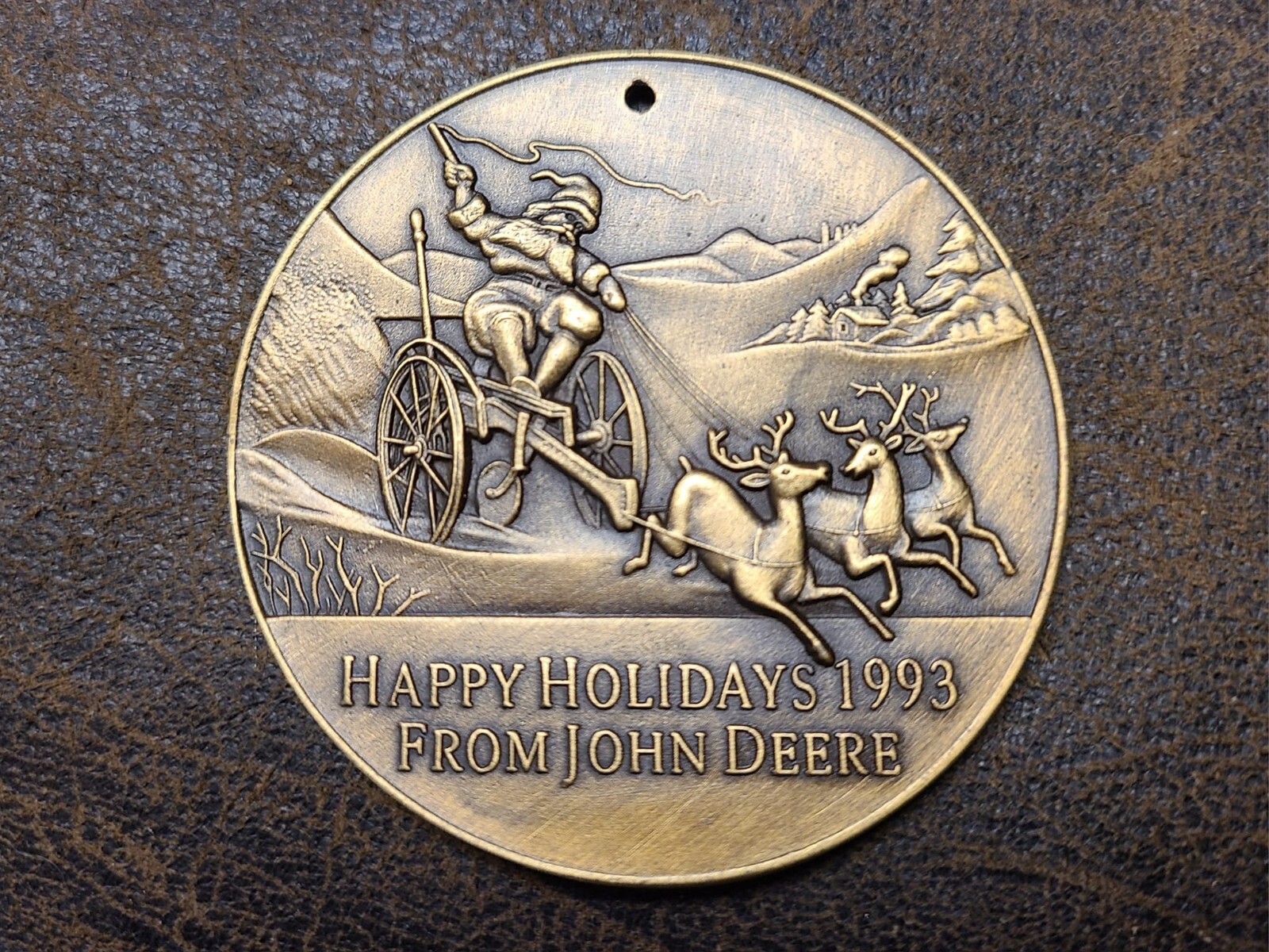 1993 John Deere Happy Holidays Reindeer Christmas Medallion Limited