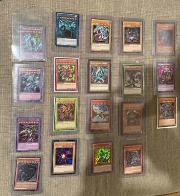 Yugioh all rare cards pack , 19 total cards , in protected cases