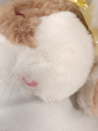 VTG Well Made Toys Happiness Aid plush Bunny Rabbit pink eyes brown yellow bow - Picture 8 of 12