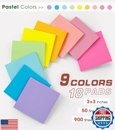 (18 Pads) Sticky Notes, Sticky Notes 3x3 Inches, Colorful Self-Stick Note Pad - Picture 2 of 5