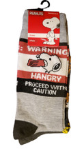 Socks - 2 Pair - Shoe Size 6.5-12 - New - Peanuts Snoopy Warning Hangry