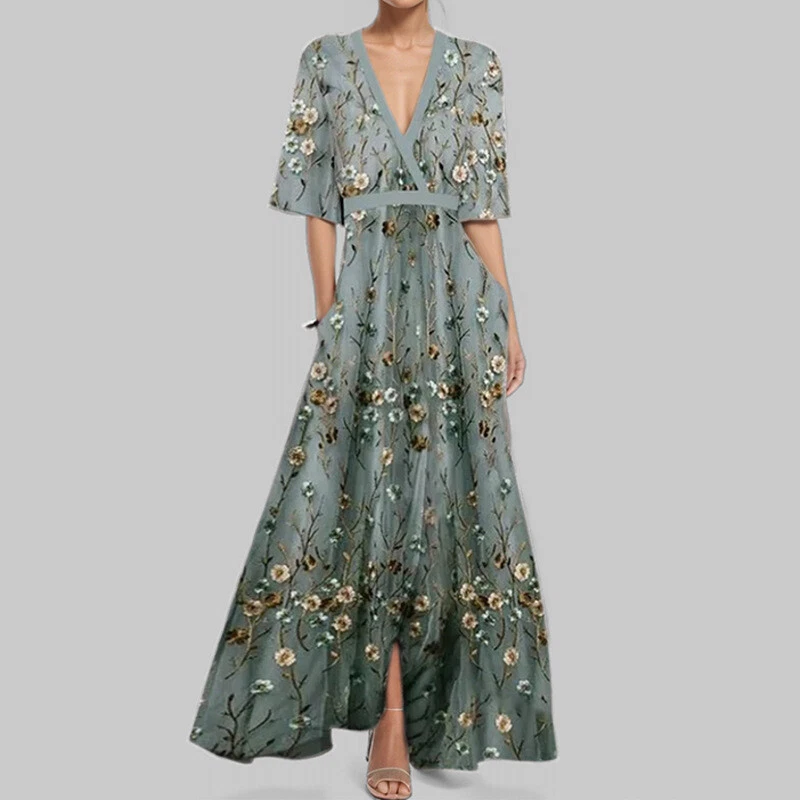 Women's Printed Tie-Fitting Skirt Dress Women Fashionable Elegant V-Neck Skirt - Picture 1 of 16