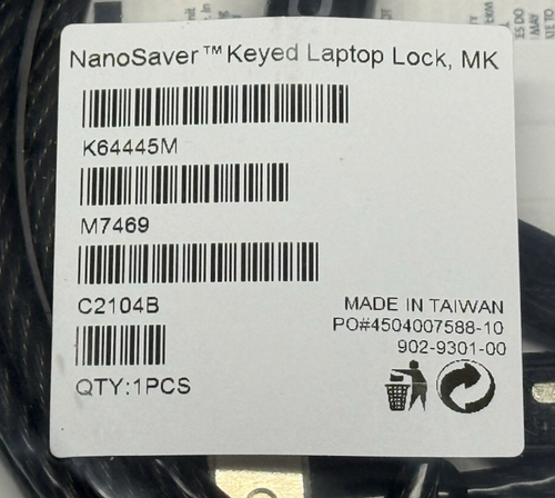 New Open Box, Kensington K64445M, Nanosaver Keyed Laptop Lock **QTY OF 23** - Photo 7/7