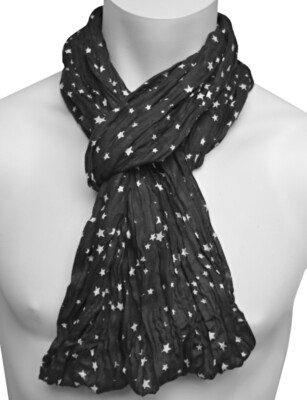 Herren Loop Schal Rundschal Knitterschal Sterne schwarz weiß 1169 sg