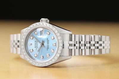 ROLEX LADIES DATEJUST 69174 ICE BLUE 18K GOLD STEEL DIAMOND WATCH