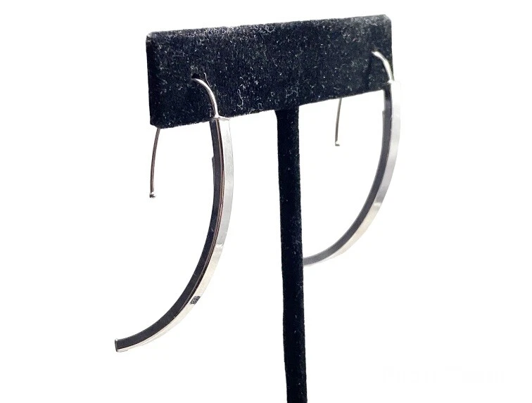 14k White Gold Designer Signed Long Statement Dangle Earrings - Image 4 of 4