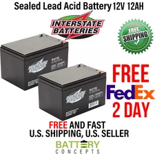 SLA1105 INTERSTATE Batteries 12V 12Ah F1 terminal SLA Sealed Lead Acid (AGM) 2PK