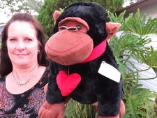 Dan Dee LARGE Valentines Gorilla w/Heart Monkey SOFT Plush Stuffed Animal Doll