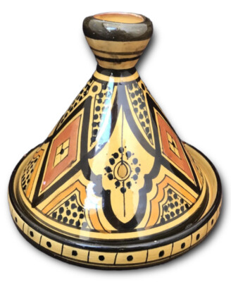 Moroccan Tajine Tagine Handmade Ceramic Black Yellow Decorative