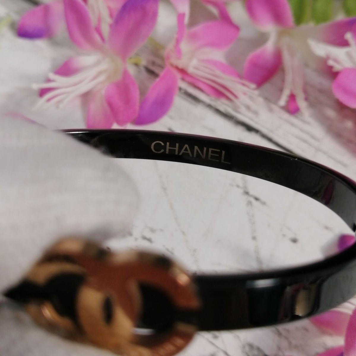 RARE* CHANEL Bracelet Bangle Black Silver Coco Mark RARE* CHANEL Bracelet Bangle Black Silver Coco Mark