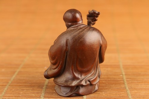 Estatua de Buda anciano tallada a mano de boj chino figura netsuke regalo para el hogar - Imagen 4 de 7