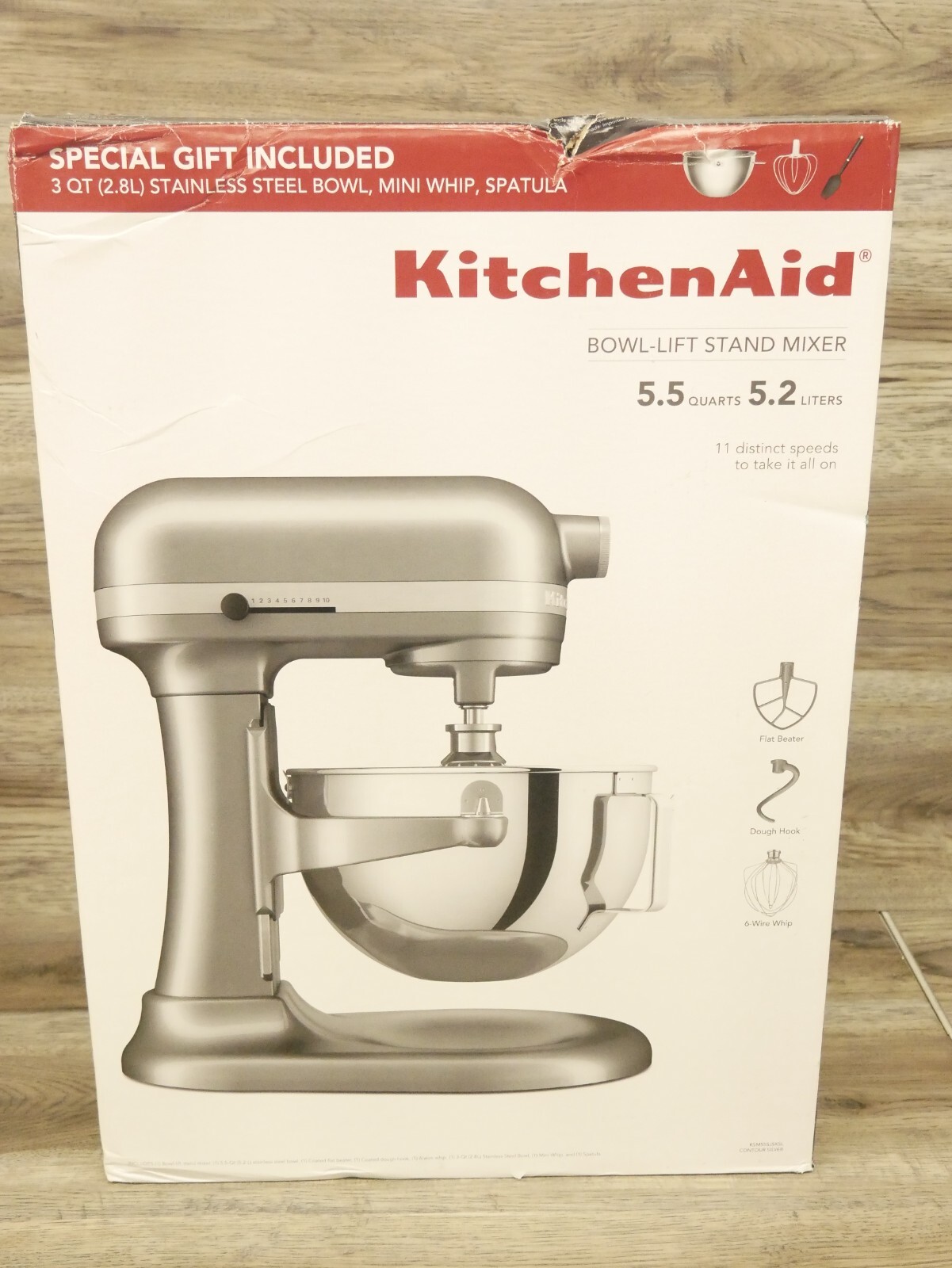 KitchenAid 5.5Qt 500W Bowl-Lift Stand Mixer in Contour Silver KSM55SJSXCU-image