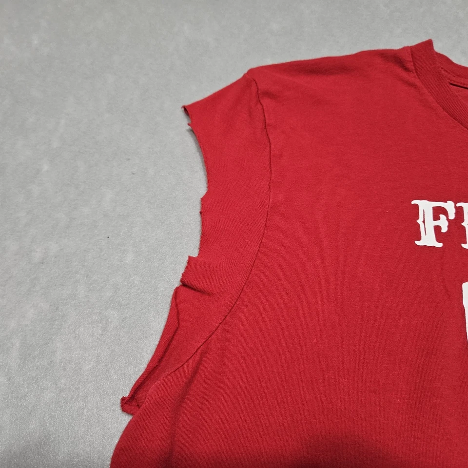 Willie Nelson T-shirt Adult Large Red Cut Off DIY Cropped Festival Party Beach - Image 4 of 4