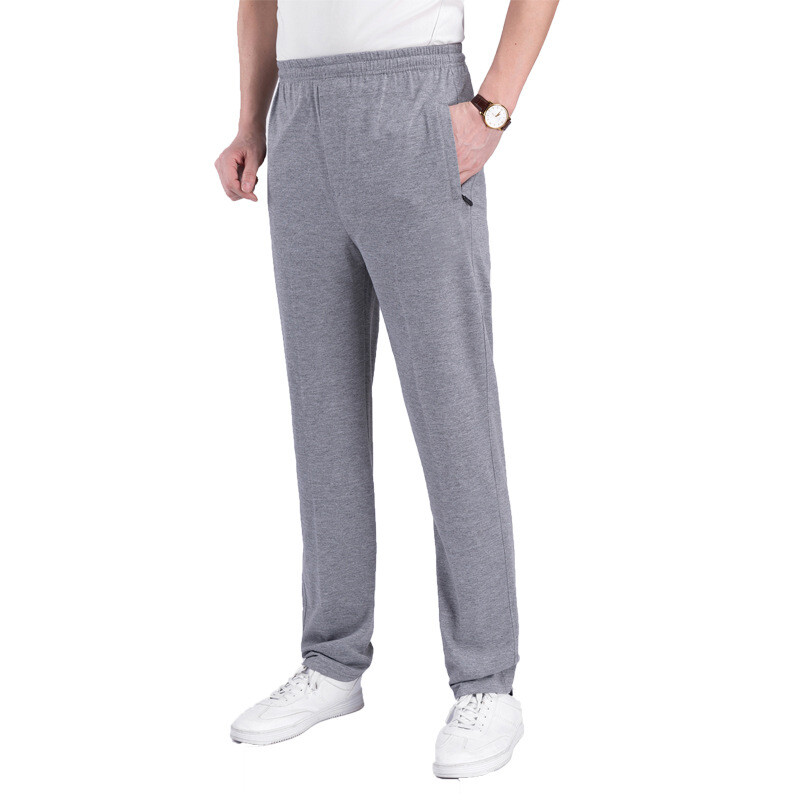 Men Straight Leg Sweatpants Elastic Waist Soft Loose Fit Sports Pants