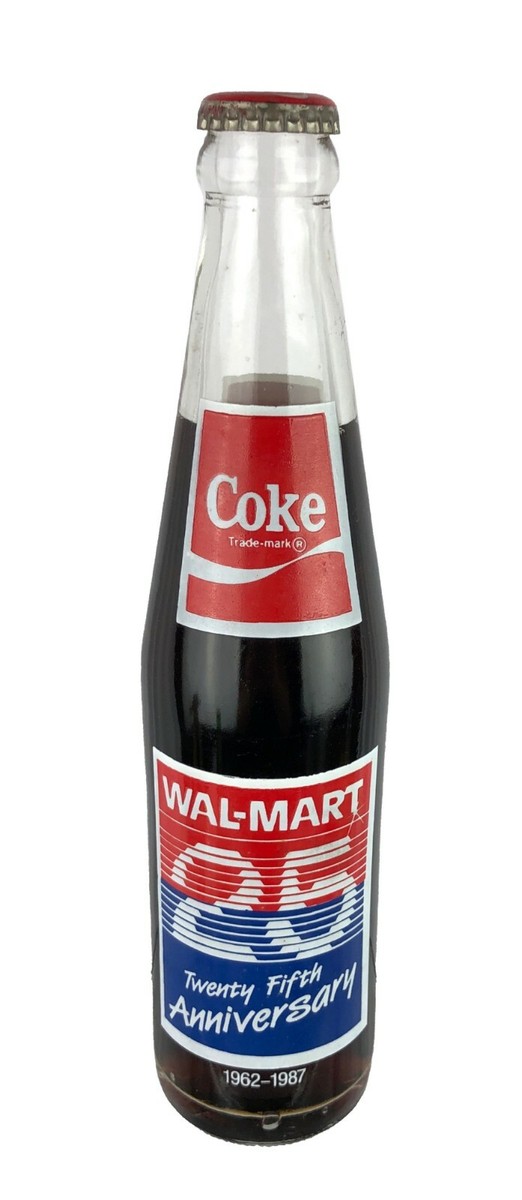 Vintage 1987 Walmart 25th Anniversary Full Bottle Coke
