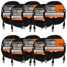 XLR Microphone Cable, Fully Balanced, Male to Female, 50 Feet - 10 Pack