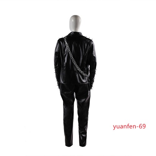 Marvel Ghost Rider Costume Men Cosplay Motorbike Jacket Coat Top Pants Outfit - Picture 11 of 13