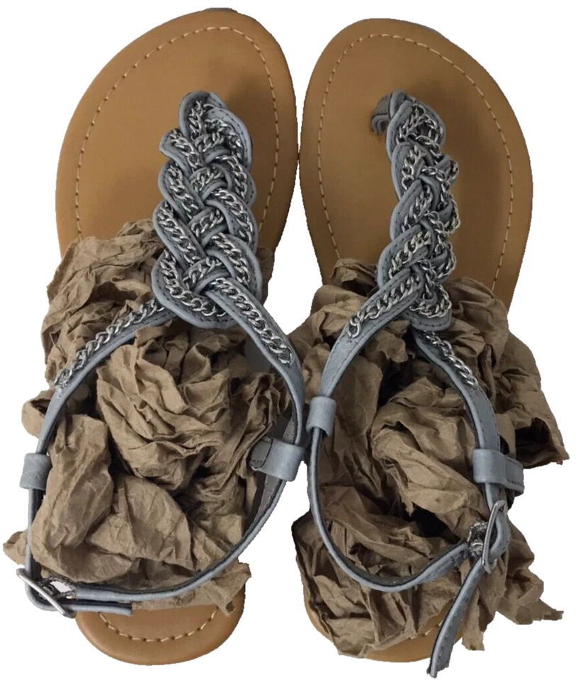 Chanclas cómodas de cuero planas para mujer Nine West Promise grises talla: 5 119R Foto 4 de 4