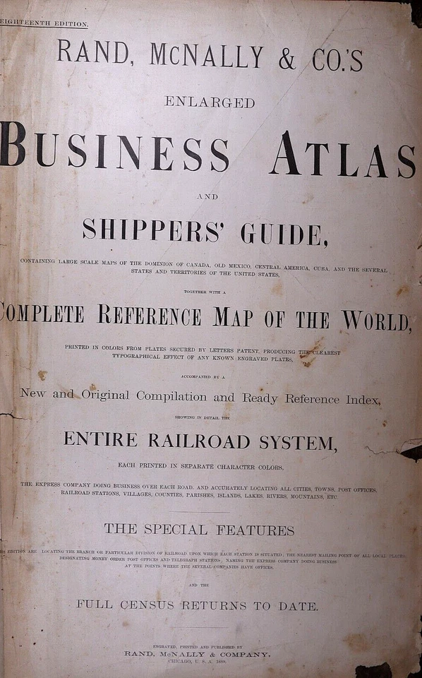 1889 Railroad Map ~ NEBRASKA FRONTIER ~ Authentic McNally Map (XLG20x28) #037 - Image 3 of 4
