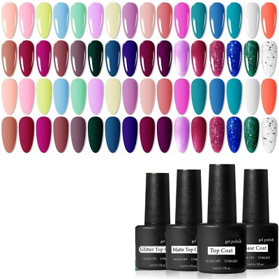 32PCS Nail Color Shimmery Gel Polish Kit Base Top Matte Coat DIY #Gel Color 05