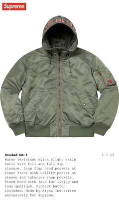 BRAND NEW SUPREME HOODED MA-1 BOMBER JACKET FW21 - OLIVE BRAND NEW SUPREME HOODED MA-1 BOMBER JACKET FW21 - OLIVE