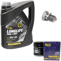 MotoröL ÖLfilter SM5092 5W30 5Liter + ÖLablassschraube FüR VW Transporter VI 2.0