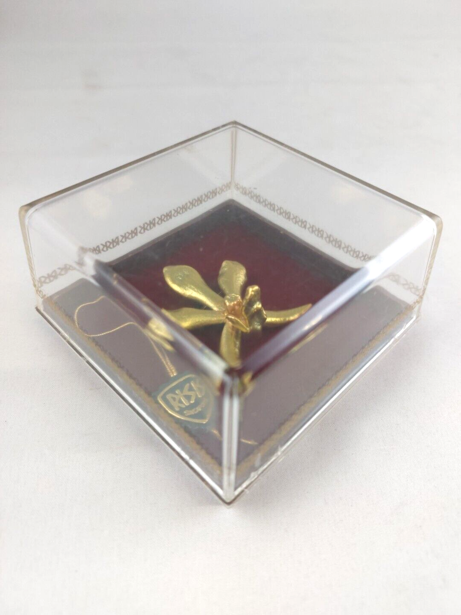 Vintage Risis Singapore Gold Plated Orchid Pin Brooch with