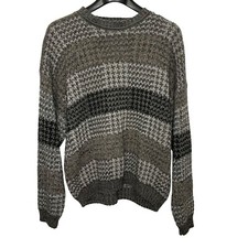 VTG New Era Knit Sweater Sz Large Mens 100% Acrylic, Gray Shades, Made in USA